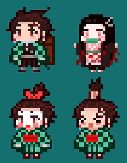 鬼灭之刃同人像素画 |插画|像素画|后山西红柿 - 原创作品 - 站酷