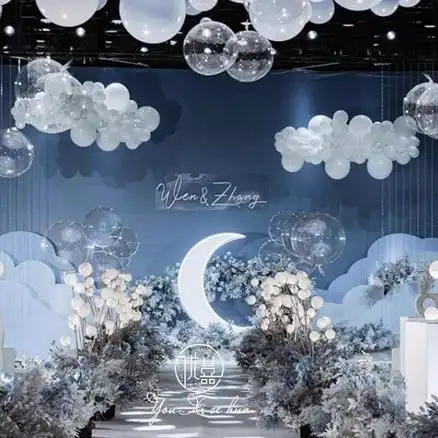 蓝色简约云朵元素主题婚礼