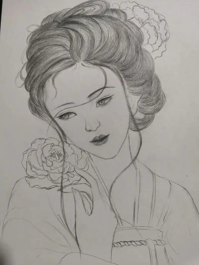 古风美人临摹练习.#画画 #一起学画画 #古风 #手绘 最近 - 抖音