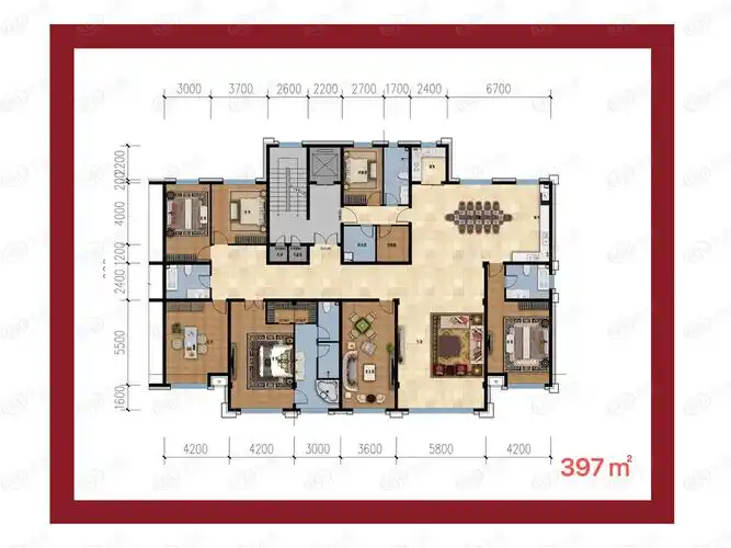 397㎡六室两厅四卫户型