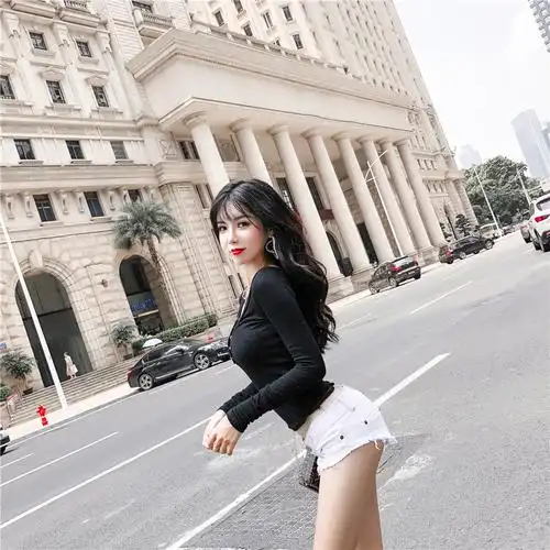 实价实拍性感夜店女装超低腰翘臀热裤水洗磨毛三角牛仔短裤