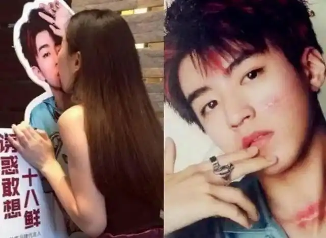 明星人形立牌王俊凯的被狂亲陈伟霆的穿雨衣薛之谦惹谁了