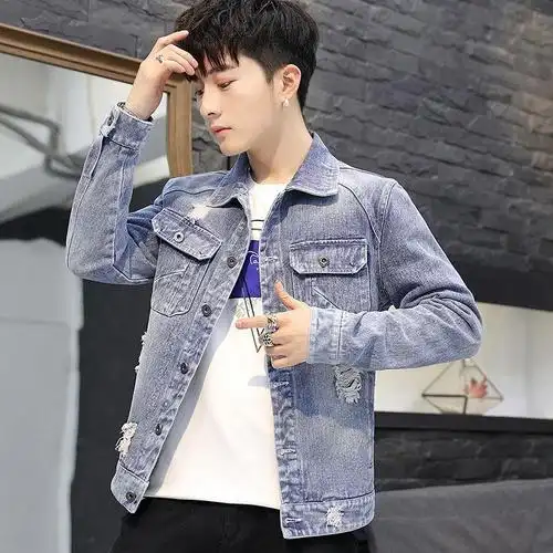 牛仔褂夏天外套新款牛仔外套男休闲潮流男士牛仔夹克青年牛仔衣韩版