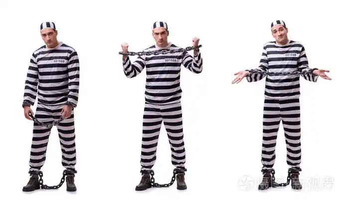 白色背景上孤立的人囚犯
