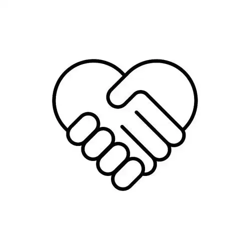 握手符号形成爱心黑色图标.慈善机构,帮助的概念.