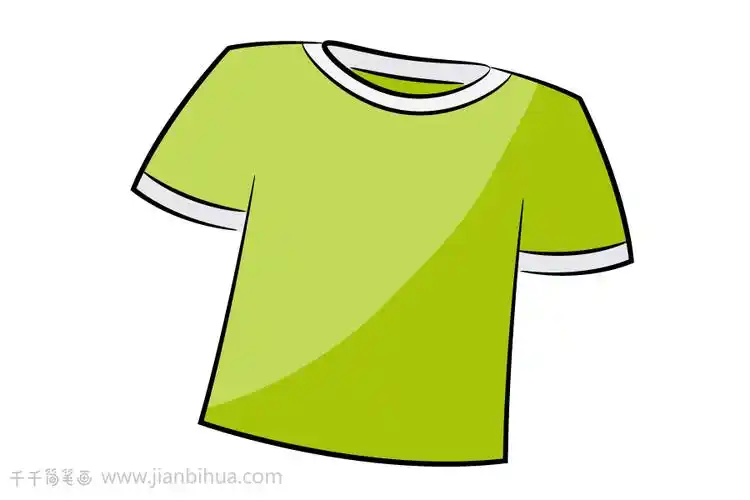 幼儿画绿色短袖简笔画画法_衣服简笔画