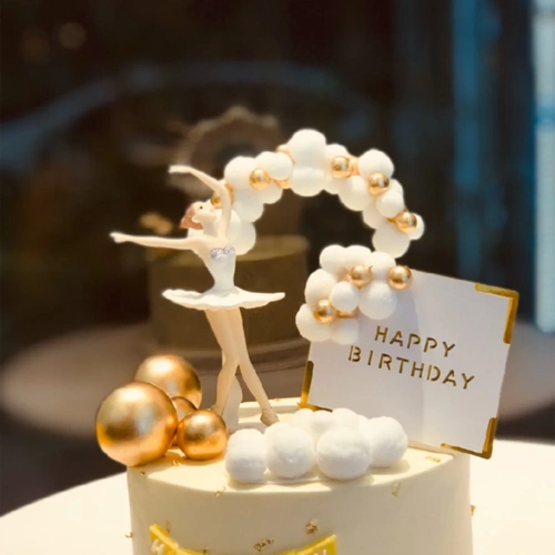 网红芭蕾舞女孩蛋糕装饰摆件唯美许愿塔女神生日节日装扮用品
