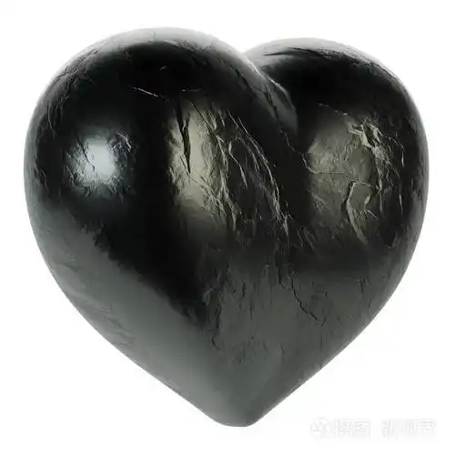 白色背景上的黑色心脏三维渲染