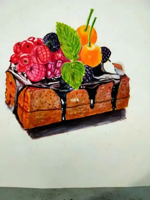 彩铅画巧克力蛋糕