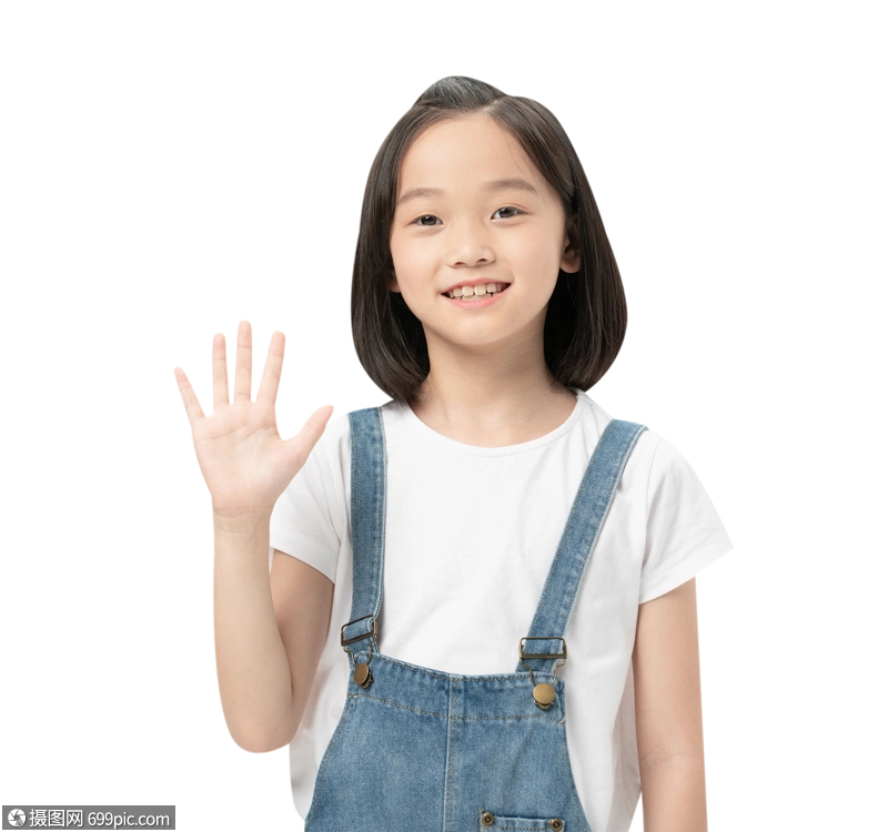 小女孩打招呼小美女黄种人