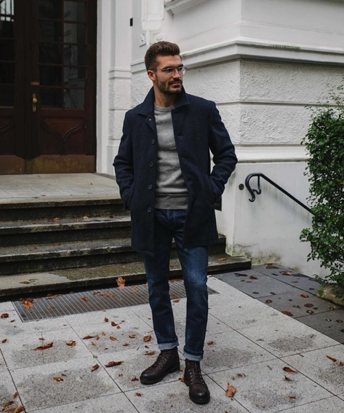 男牛仔裤配鞋效果图(秋冬皮靴 牛仔裤也很抢眼)