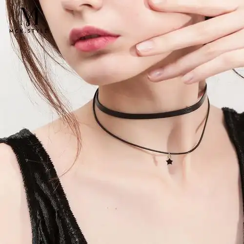 星星项链choker女简约锁骨链吊坠五角星短款项圈颈带韩国脖子饰品
