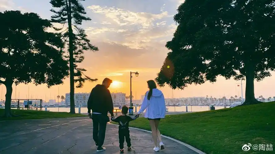 组图:陶喆庆祝与老婆结婚七周年 晒一家三口散步背影照幸福温馨