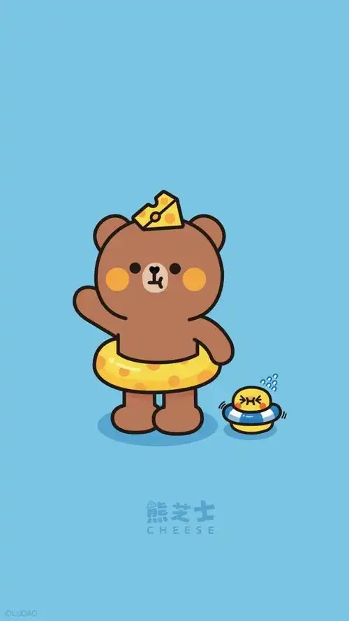 可爱卡通小熊熊芝士插画