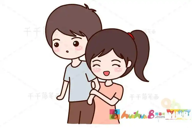 可爱男孩女孩用手摆出爱心图案简笔画教程情侣爱心创意简单简笔画儿童