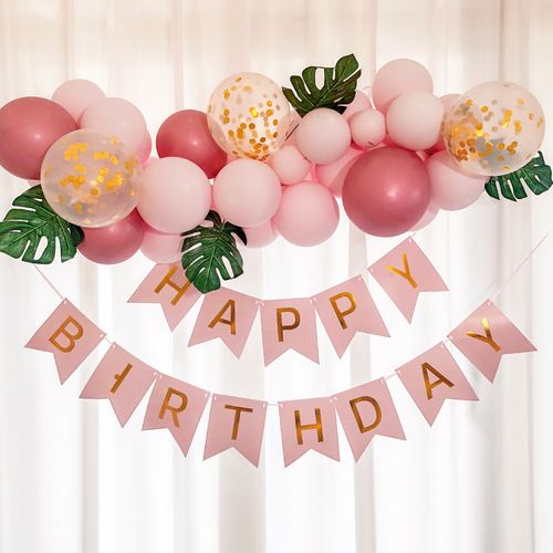 网红女宝周岁生日气球布置场景家里客厅背景墙装饰用品粉色小女孩