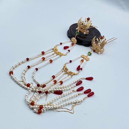 凤凰挑牌大气长流苏发簪明制簪子步摇汉服发钗古风头饰古装首饰品