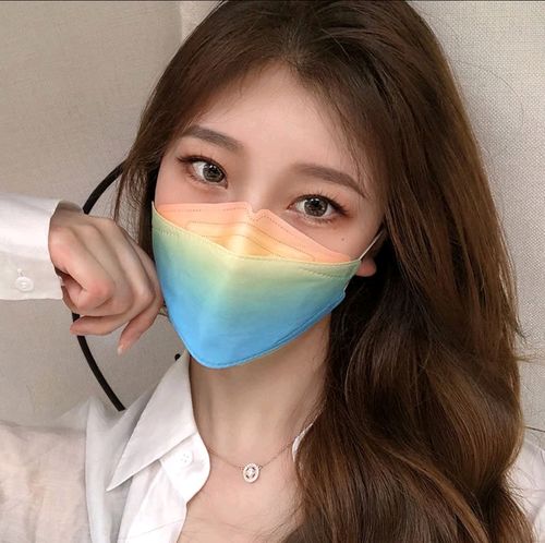 n95渐变色鱼型口罩一次性防护口罩3d立体男潮kf94显脸小女口鼻罩