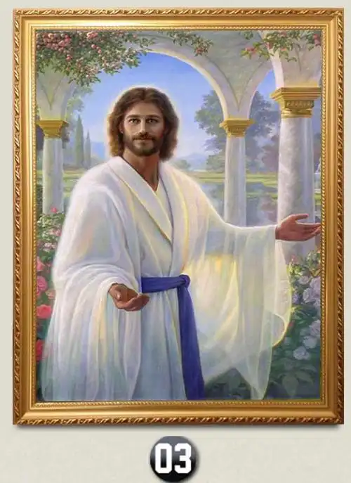 耶稣以马内利画像基督信仰教堂十字架装饰画有框画西方油画艺术