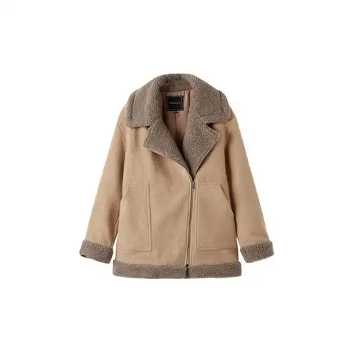 拉夏贝尔集团旗下复古机车毛呢外套女士冬装2018秋冬新款韩版学生短款