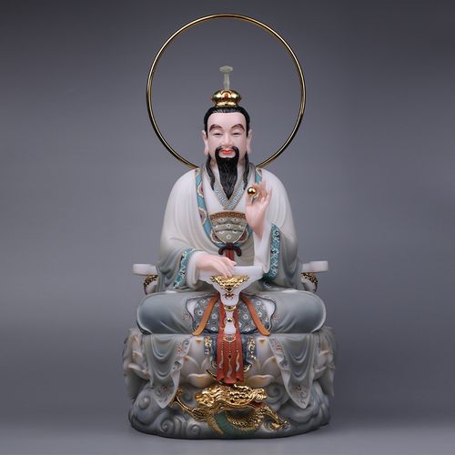 道家三清清道神像汉白玉彩绘祖师师爷太上老君摆件