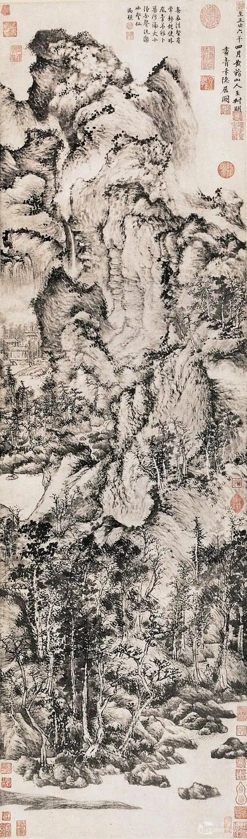 王蒙山水画青卞隐居图作品欣赏