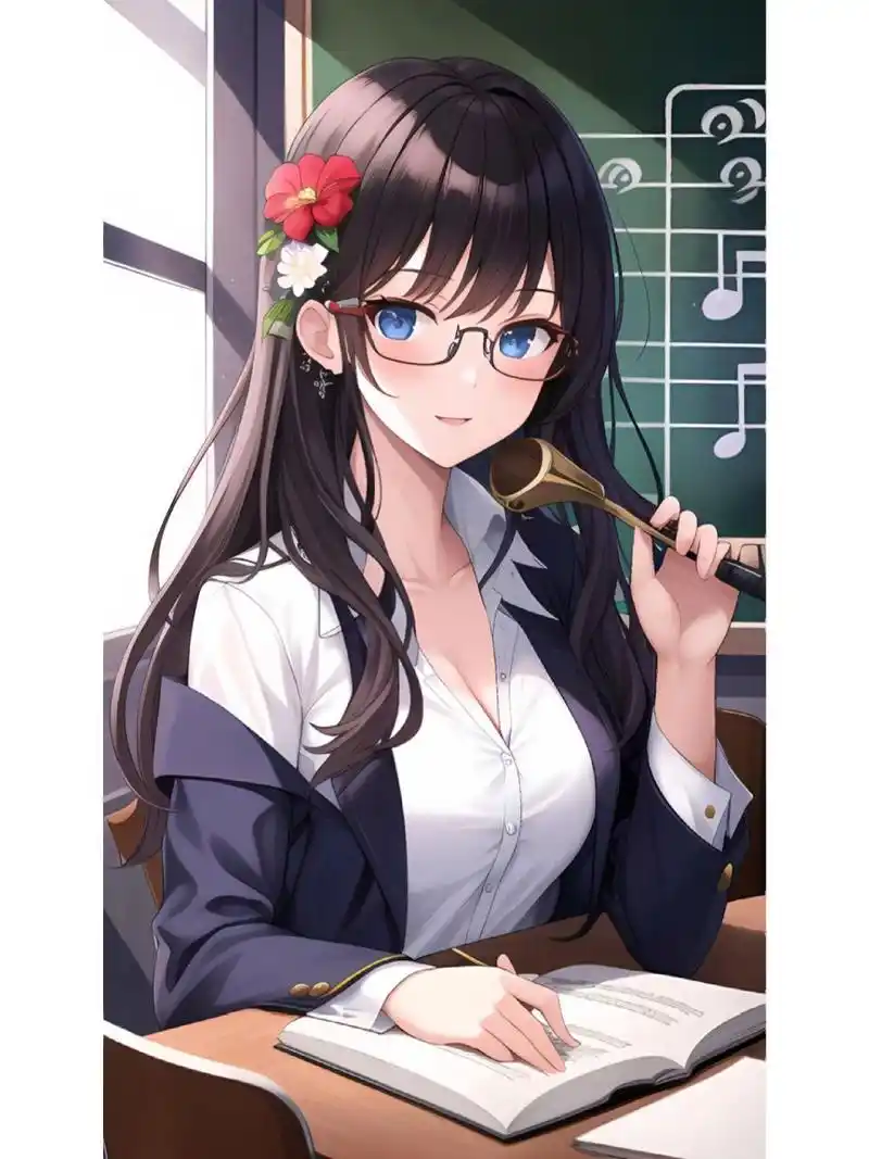 安静优雅的教室女老师,动漫二次元绘画人物