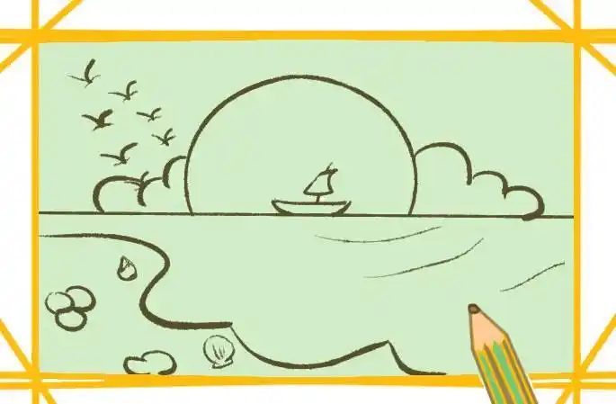 最美夕阳简笔画美丽的夕阳简笔画