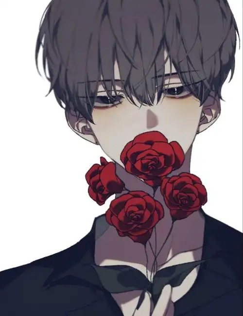 手执花朵美少年插画,冷清独特,太赞了!