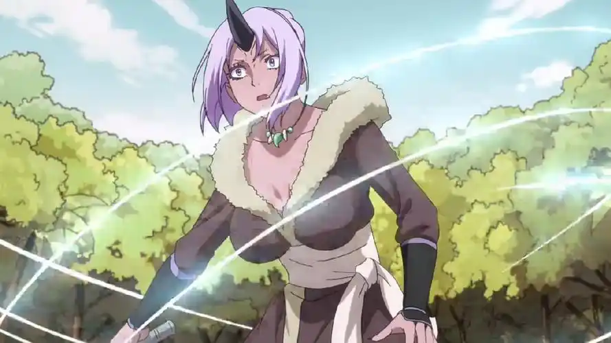 转生成史莱姆萌王理想中的紫苑樱桃嘴化着妆模样相当妖娆