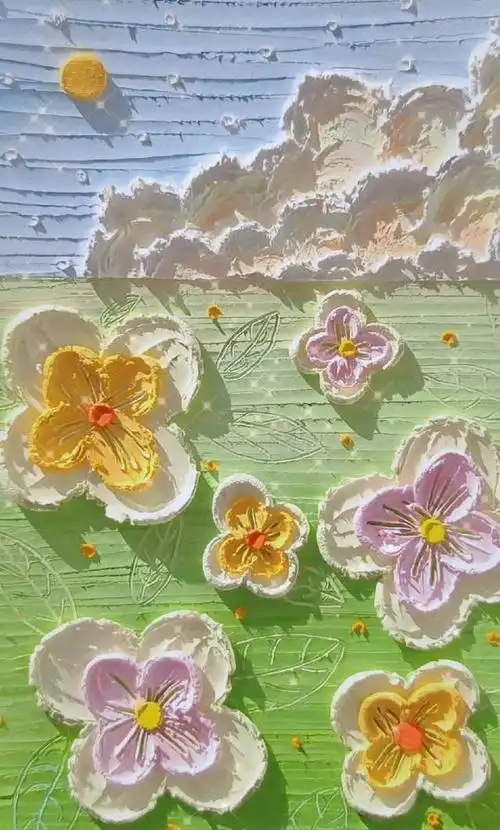 立体感油画小花壁纸,太清新太治愈啦