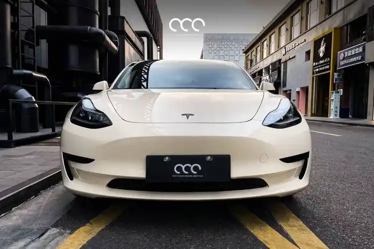 特斯拉model3全车漫彩改色膜颜色亮沙漠黄