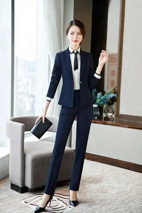 职业装西服套装秋冬ol时尚商务女士正装长袖西装三件套面试工作服