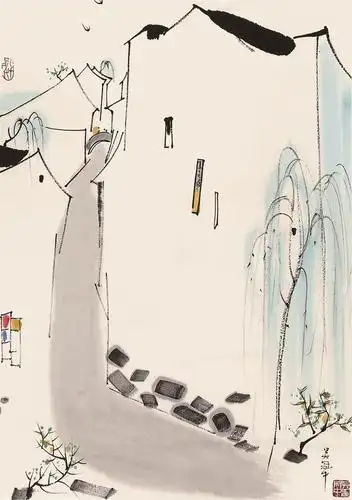吴冠中(1919-2010)《山水》