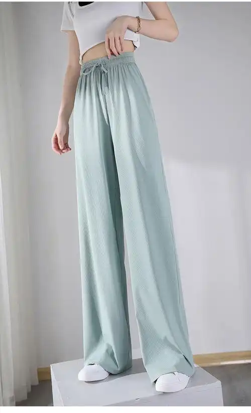 感加长裤子夏天女士女式显瘦百搭薄款休闲裤的薄荷绿加长s建议8095斤