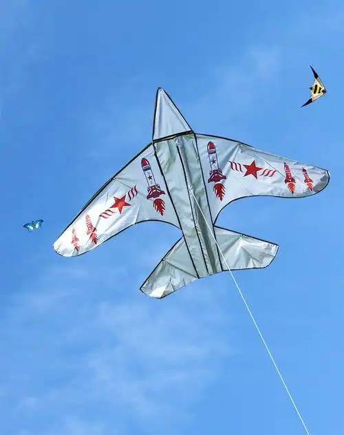 银色飞机风筝送100米拉力线