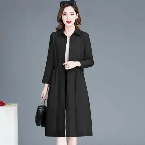 2022新款妈妈秋装外套中老年薄款风衣女中长款春秋宽松大码上衣