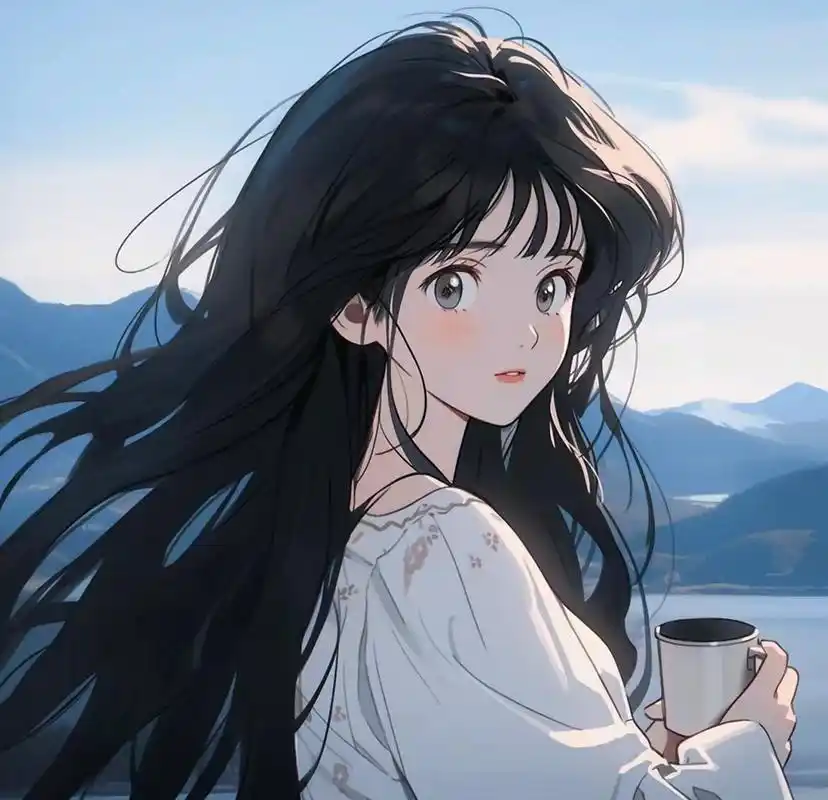 辞旧迎新,2024年淡雅气质「复古旧漫」头像 长发飘飘,眼眸深邃,气质拉