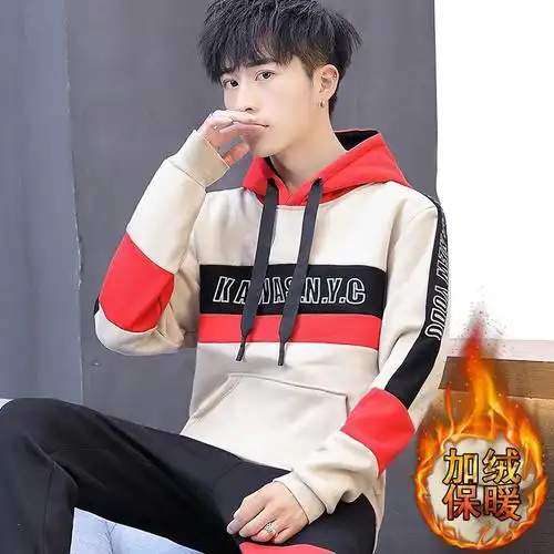 青少年大童初中生连帽长袖t恤男潮流帅气男孩长袖卫衣男秋装上衣