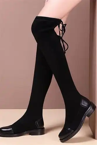 长筒靴女过膝长靴2019秋冬新款瘦腿高筒靴弹力靴厚底平底靴子