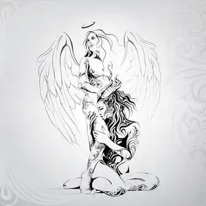 流行艺术载体恶魔和天使在肩膀流行艺术载体天使和魔鬼性格争吵辩论