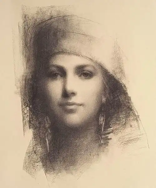 细腻柔美的素描肖像画美国女画家苏珊lyon绘画作品