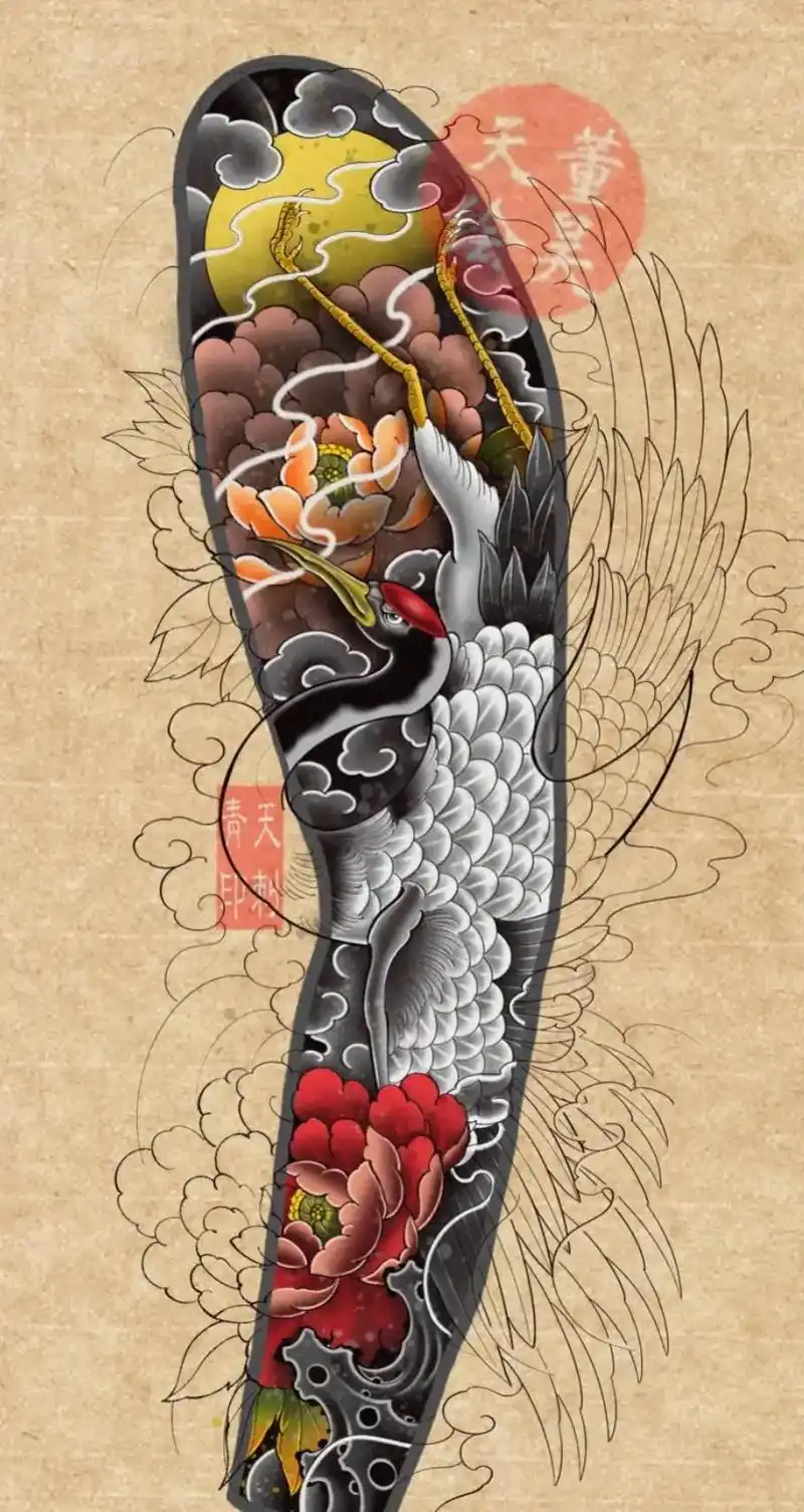 新传统花臂#纹身素材 #纹身手稿 #纹身图案手稿 #手稿 - 抖音