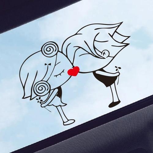 卡通亲吻车贴创意个性车门后档玻璃天窗机盖贴纸浪漫划痕遮挡搞笑