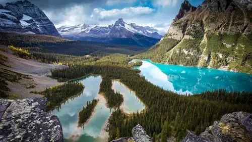 美丽的山谷景色,山脉,森林,树木,湖泊 壁纸 - 1920x1080