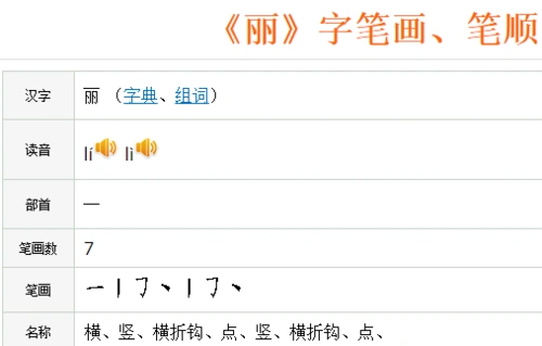 美丽的丽是多少笔画