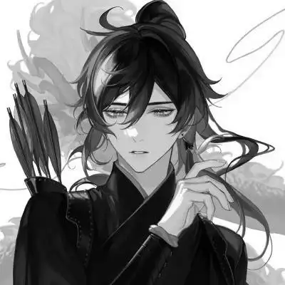 漫画古风男生头像黑白高清图片