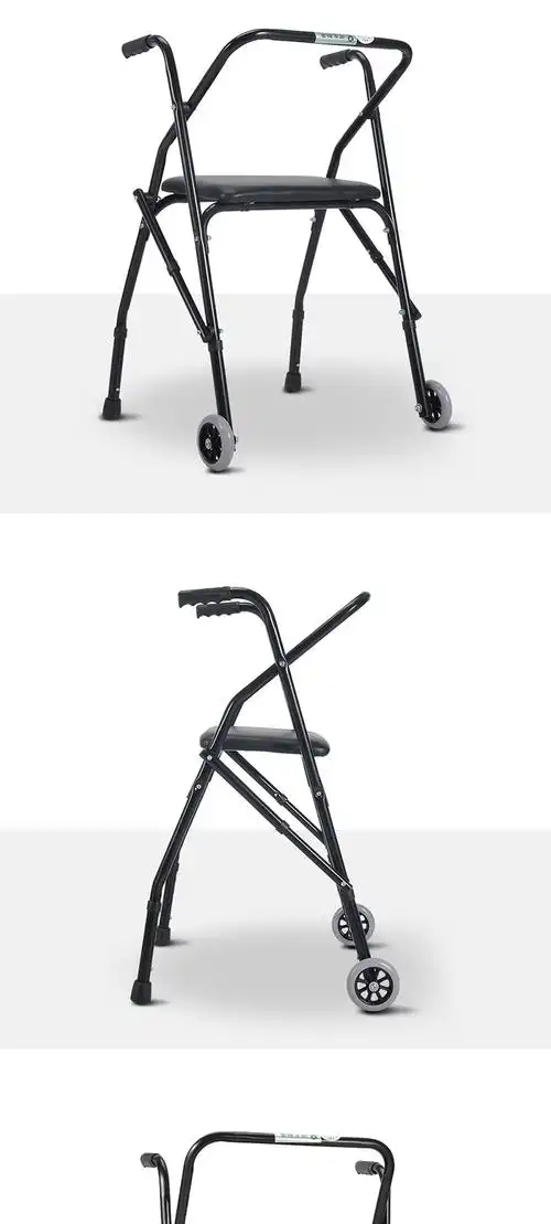 助行走路辅助器老人走路助行器带轮可推带座可折叠残疾人扶手架dfzx