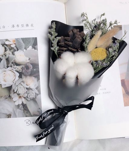 素雅白色木棉花松果干花束圣诞节礼物复古迷你伴手礼公司定制礼品