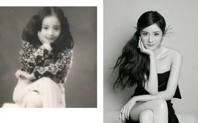 杨幂晒了三张小时候照片##杨幂##杨幂复刻童年pose